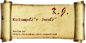 Kolompár Jenő névjegykártya