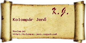 Kolompár Jenő névjegykártya