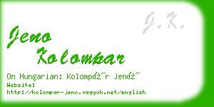 jeno kolompar business card